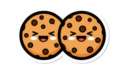 Fototapeta premium Two happy chocolate chip cookies with cheerful faces, representing friendship and joy