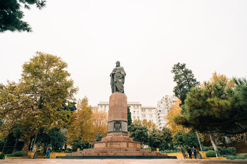 Nizami Ganjavi Monument in Baku, Azerbaijan - 1 oct 2025