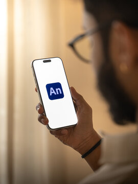Adobe Animate logo is displayed on the screen of a smartphone, in Bangalore, India, on January 06, 2026