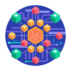 Obraz premium Flat style illustration representing blockchain technology