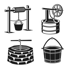 Traditional water well illustrations