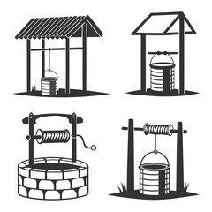 Illustrations of traditional water wells