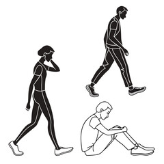 Silhouettes of people in various poses