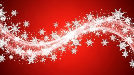 Red background with white snowflakes and sparkles snowflake winter falling snow