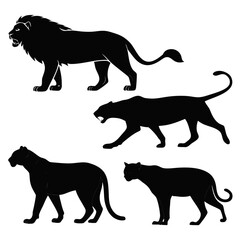 Silhouettes of big cats