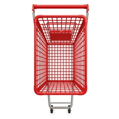 Red shopping cart with transparent background