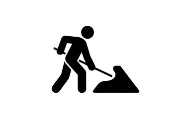 Person shoveling pile of dirt or sand