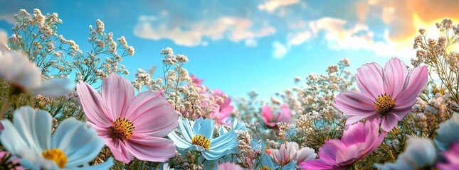 Capturing the essence of love and beauty, this scene depicts a garden festival in full bloom.