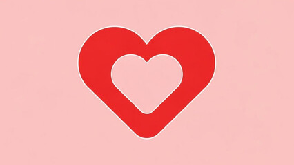 Red Heart Icon on Pink Background