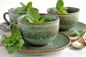 Savor the aromatic delight of Moroccan Mint Tea in this beautiful capture.