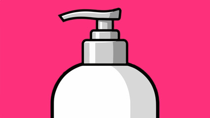 Fototapeta premium White pump dispenser with silver top on vibrant pink background