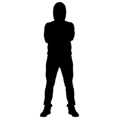 Silhouette of a young man standing vector.