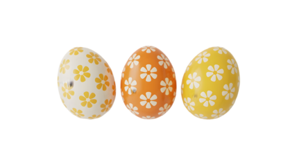 Easter sunday decorated eggs isolated on transparent background