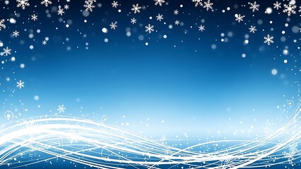 Snow falling on blue gradient background with white lines and snowflakes falling snow blue background