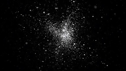 Snowflakes falling on black background with white snowflake cluster falling snow white snowflakes