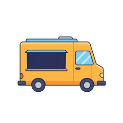Yellow food truck with transparent background