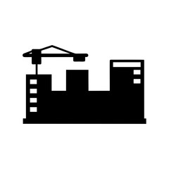 Silhouette of a building under construction, showcasing urban development process