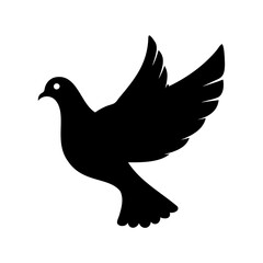 Stylized Black Silhouette of a Flying Dove, Symbolizing Peace and Freedom