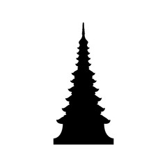 Black Silhouette of a Traditional Asian Pagoda Temple Architecture Structure