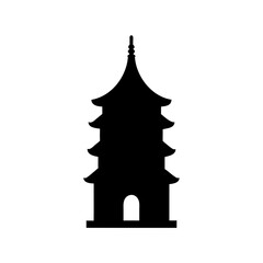 Silhouette of a Traditional Japanese Pagoda with Multiple Tiers and Architectural Detail