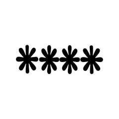Four black floral shapes in a row on a white background