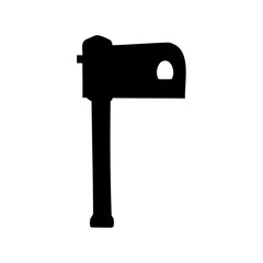 Black and White Mailbox Silhouette with Rounded Corners and a Hole