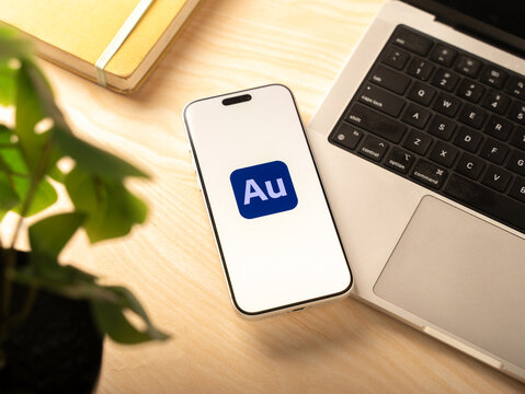 Adobe Audition logo is displayed on the screen of a smartphone, in Bangalore, India, on January 06, 2026