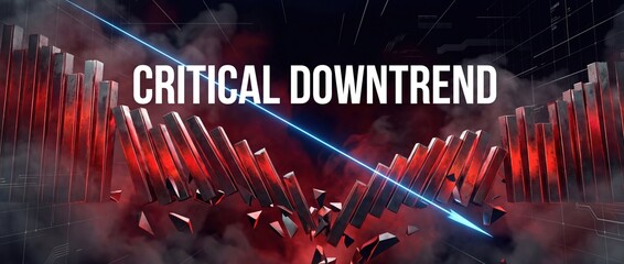 Critical Downtrend: Red and Black Abstract Stock Market Crash Illustration
