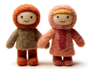 Handmade knitted dolls groom and bride for a Western wedding celebration
