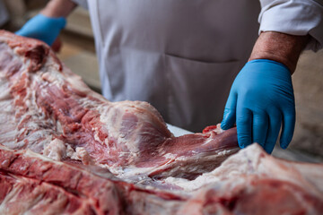 Piece of meat in a butchers's shop