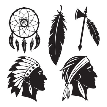 Native american symbols and headdresses