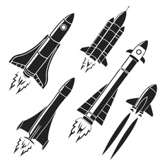 Collection of rocket silhouettes