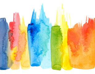 colorful watercolor banner isolated on white background transparent