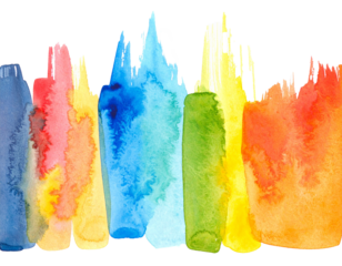 colorful watercolor banner isolated on white background transparent