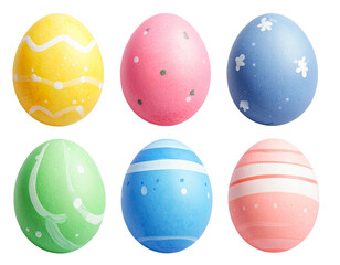 colorful easter eggs set isolated on white background transparent