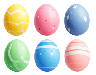 colorful easter eggs set isolated on white background transparent