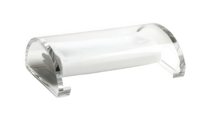Luxury clear acrylic paper towel holder with roll on transparent background. on transparent background