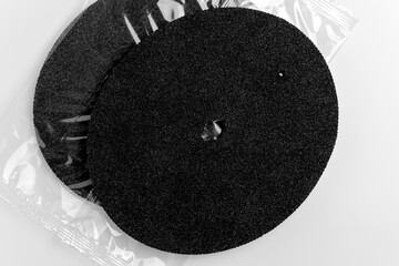 Filter parts of drinking water purification systems on white table