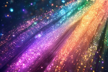 Vibrant abstract light trails create a colorful display of energy and movement