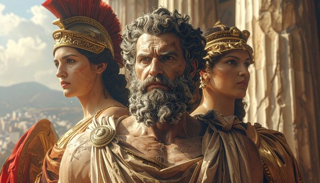 Ancient Greek Gods and Goddesses - A Majestic Depiction of Mythology and Divinity.