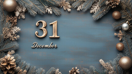 December 31 Holiday Wreath Design with Christmas Background