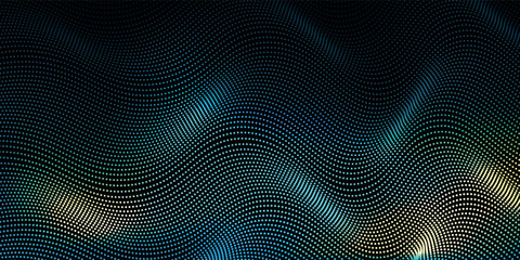 Obraz premium digital particle wave. Black and white music wave. Dark background.