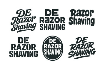 Fototapeta premium Shaving Lettering Styles. DE razor shaving. Set lettering. harmonious lettering variations of the same emblematic concept, each with different artistic