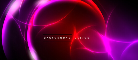 Obraz premium Abstract design features vibrant pink, red glows against dark backdrop. Swirling lines create dynamic visual effect. Modern, energetic composition.