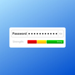 Password Strength Indicator UI with Secure Login Field and Progress Bar.Vector illustration