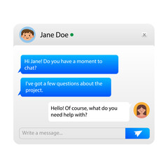 Modern Chat Interface UI with Message Bubbles and Input Field.Vector illustration