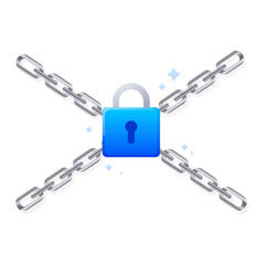 Data Security Lock Icon with Chains and Protection Concept.Vector illustration