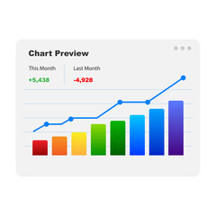 Business Analytics Dashboard Chart UI with Growth Statistics.Vector illustration