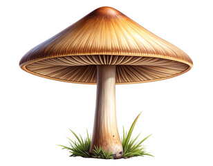 Detailed Liberty Cap Psilocybin Mushroom Illustration, Isolated on Transparent Background