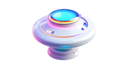 A futuristic, glowing, disc-shaped object on a black background